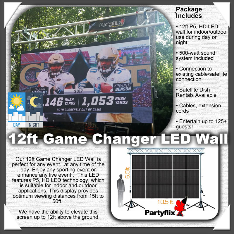 12ft Game Changer, Daytime HD, LED Screen Wall, Show any event, anytime of the day